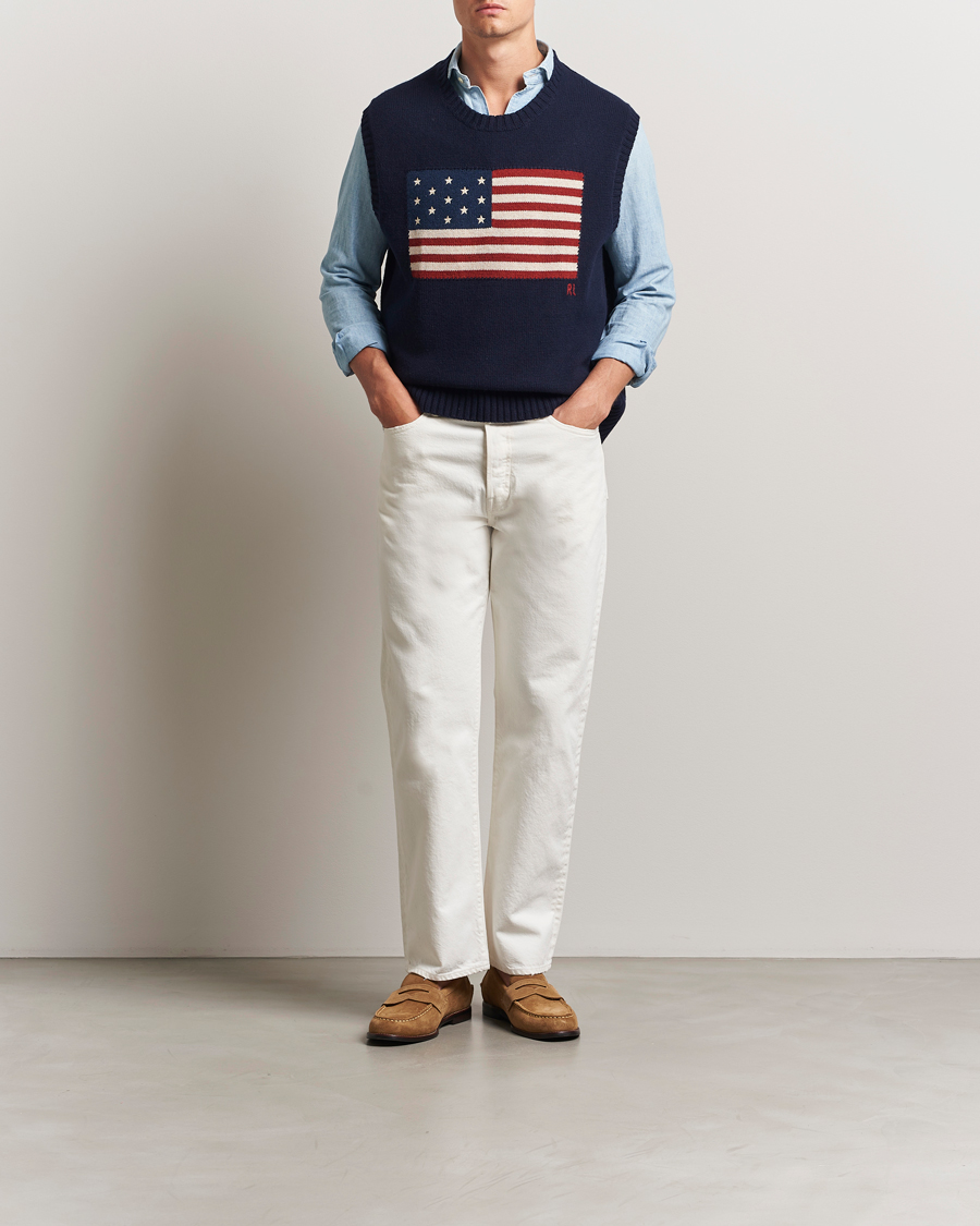 Herr | Tröjor | Polo Ralph Lauren | US Flag Cotton/Wool Vest Hunter Navy