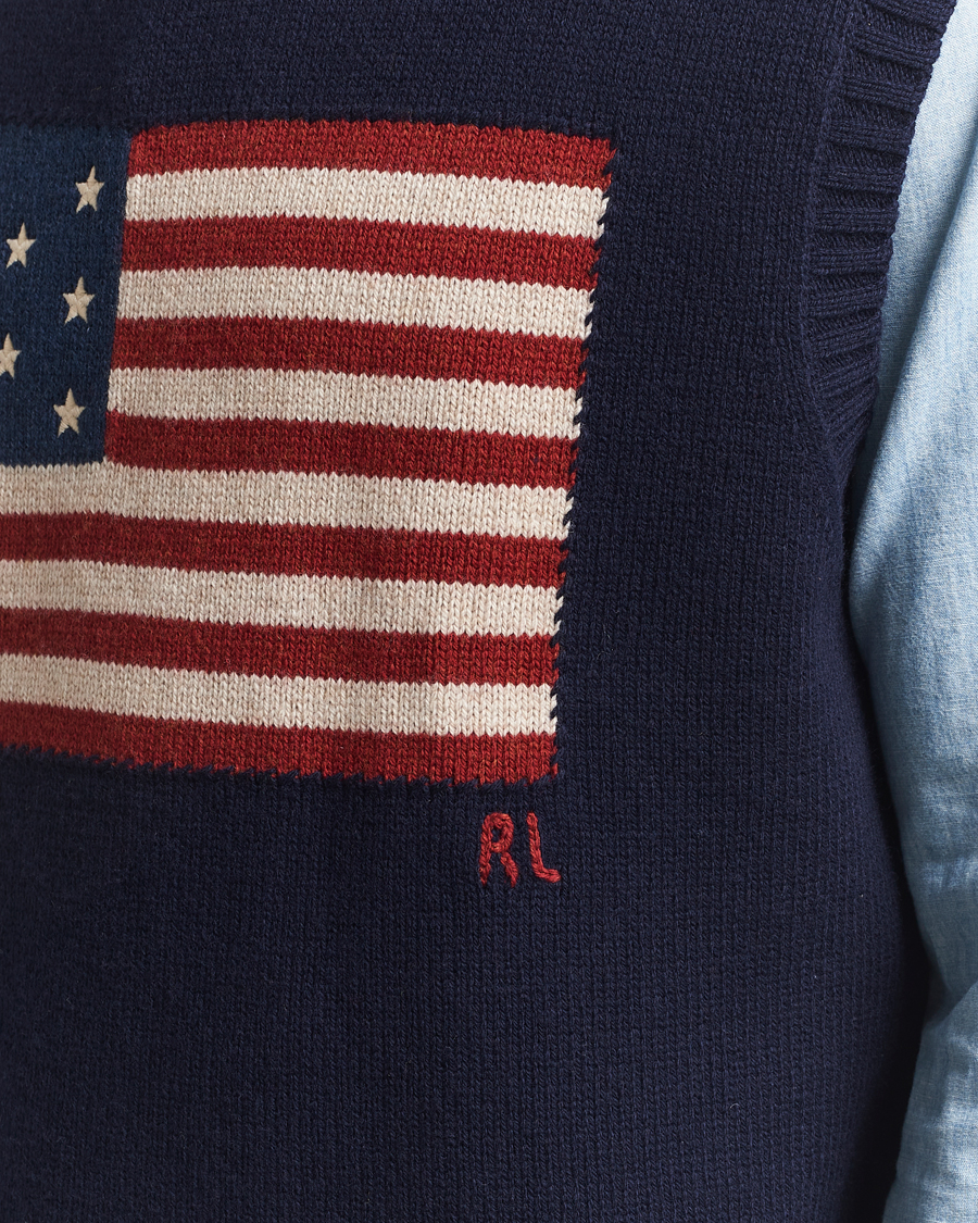 Herr | Tröjor | Polo Ralph Lauren | US Flag Cotton/Wool Vest Hunter Navy