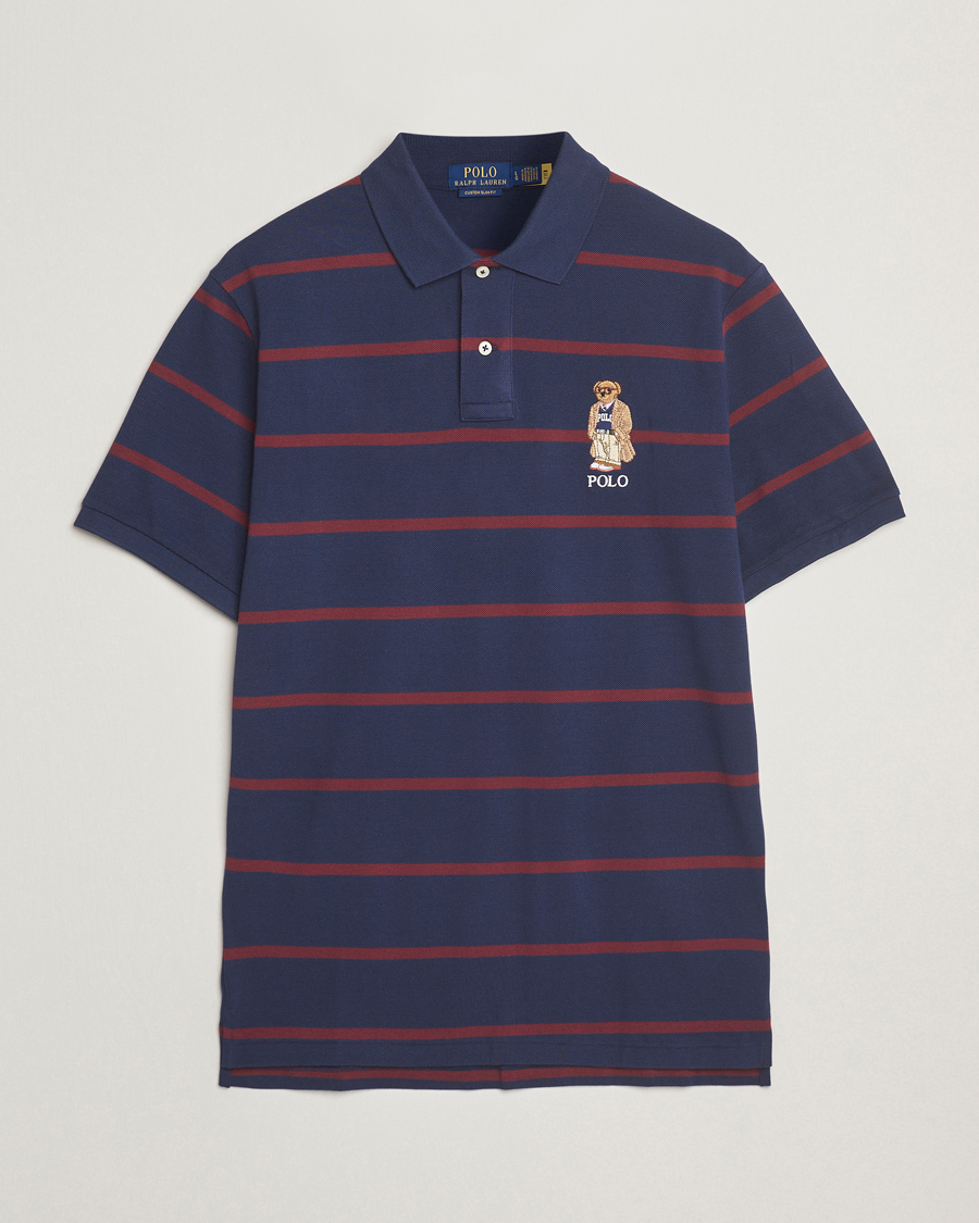 Herr | Pikéer | Polo Ralph Lauren | Custom Slim Fit Bear Striped Polo Navy/Heritage Bear