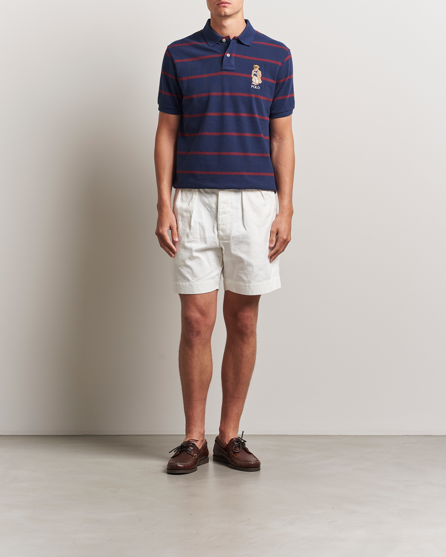 Herr | Pikéer | Polo Ralph Lauren | Custom Slim Fit Bear Striped Polo Navy/Heritage Bear