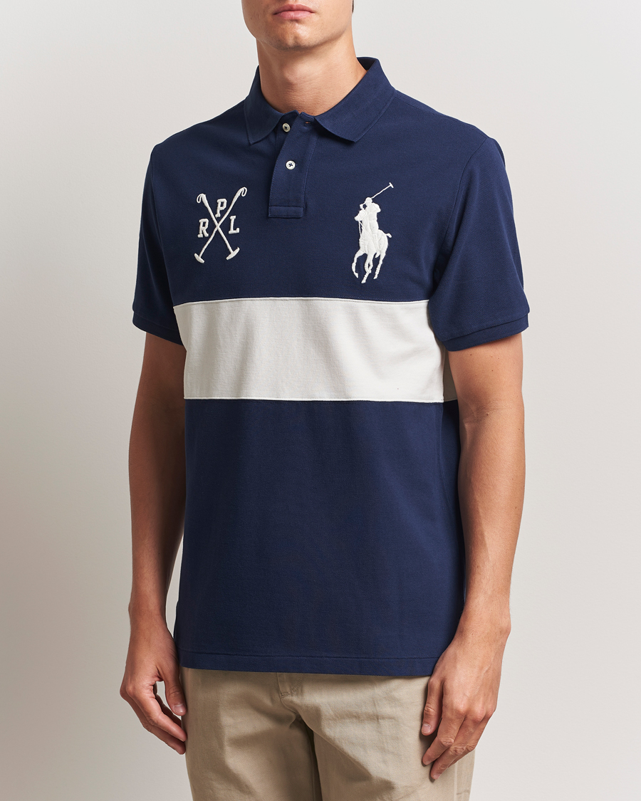 Herr | Pikéer | Polo Ralph Lauren | Custom Slim Block Stripe Polo Newport Navy/Nevis
