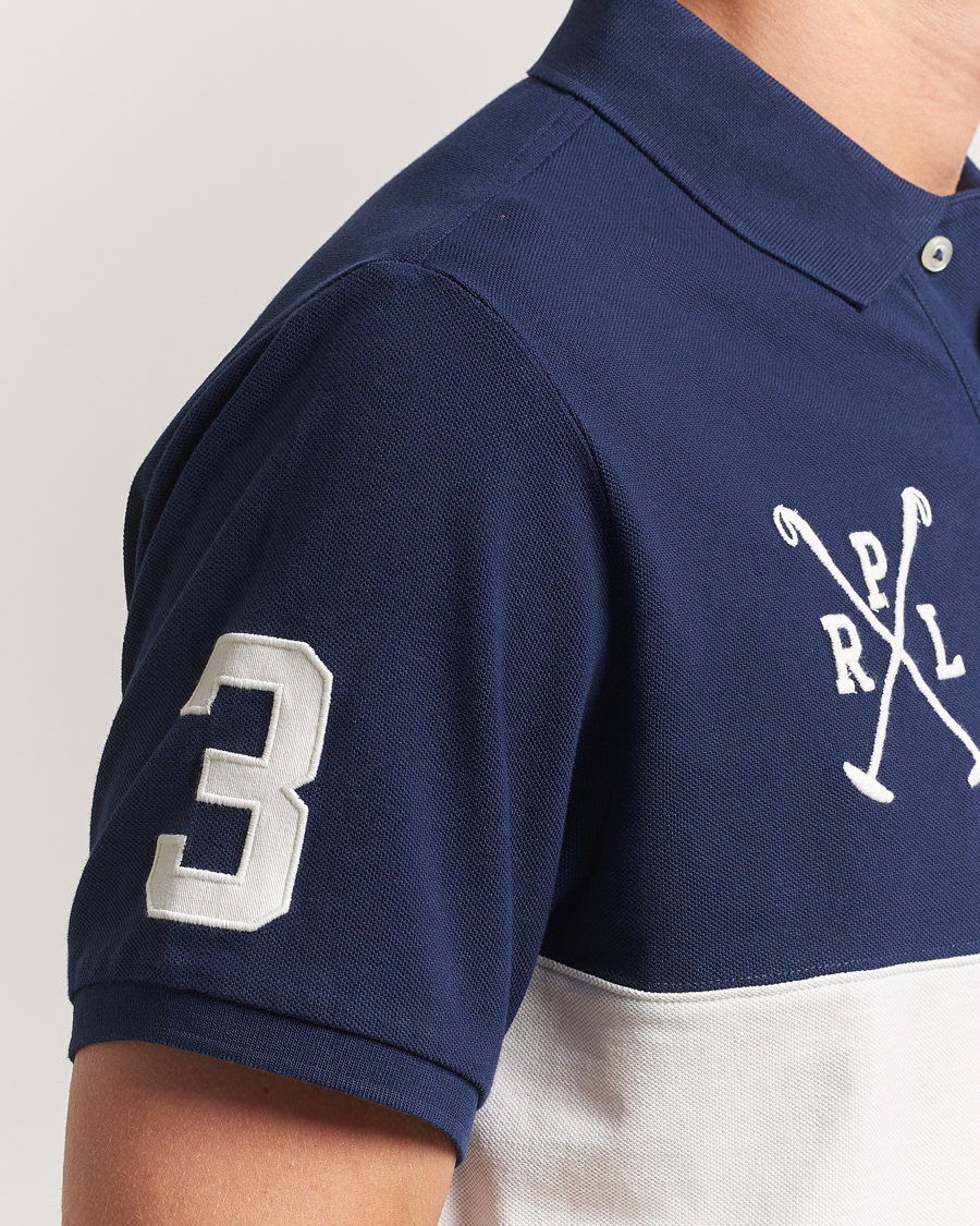 Herr | Pikéer | Polo Ralph Lauren | Custom Slim Block Stripe Polo Newport Navy/Nevis