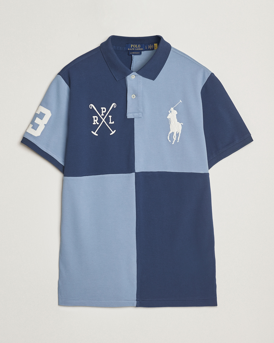 Herr | Pikéer | Polo Ralph Lauren | Custom Slim Check Polo Rustic Navy/Channel Blue