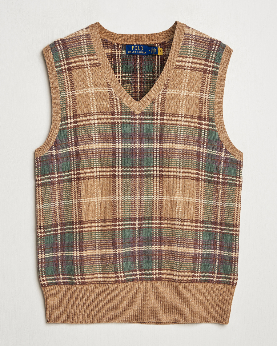 Herr | Tröjor | Polo Ralph Lauren | Wool/Cotton Vest Tan Combo