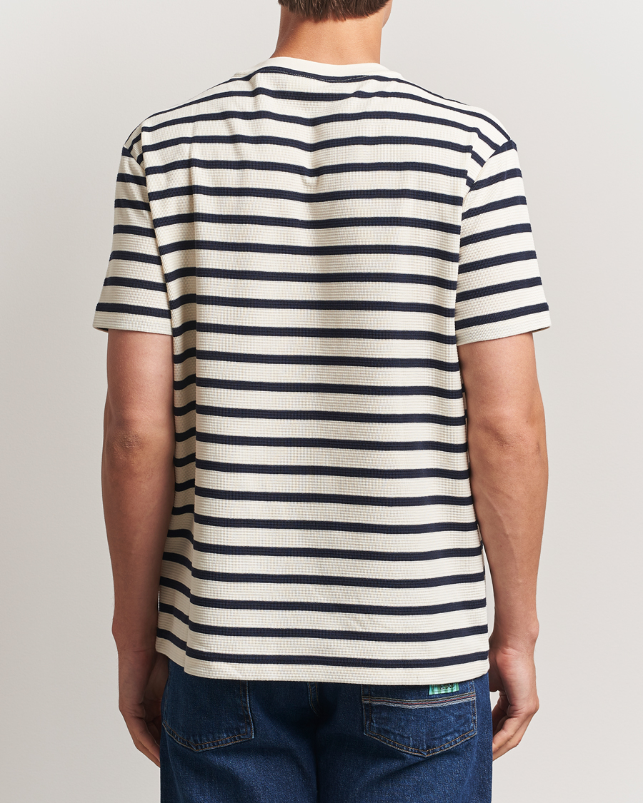 Herr | T-Shirts | GANT | Waffle Textured Striped T-Shirt Cream
