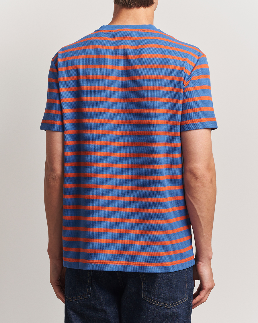 Herr | T-Shirts | GANT | Waffle Textured Striped T-Shirt Rich Blue