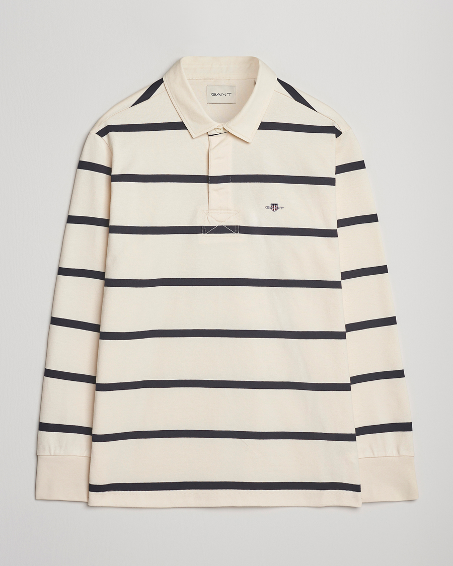 Herr | Tröjor | GANT | Thin Stripe Heavy Rugger Cream