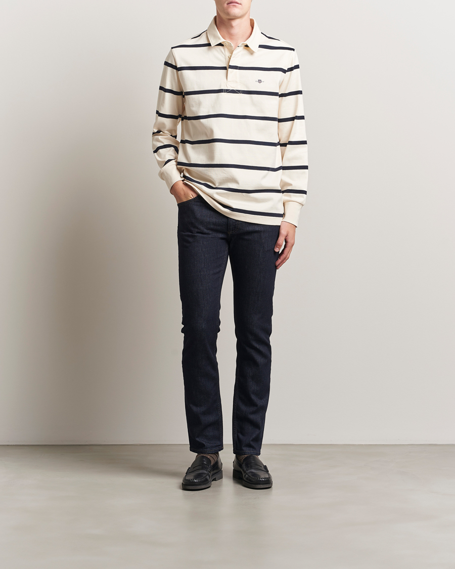 Herr | Tröjor | GANT | Thin Stripe Heavy Rugger Cream