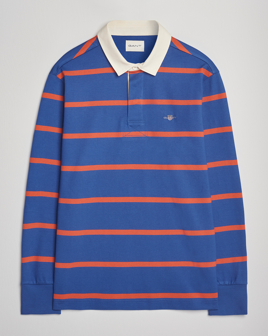 Herr | Tröjor | GANT | Thin Stripe Heavy Rugger Rich Blue