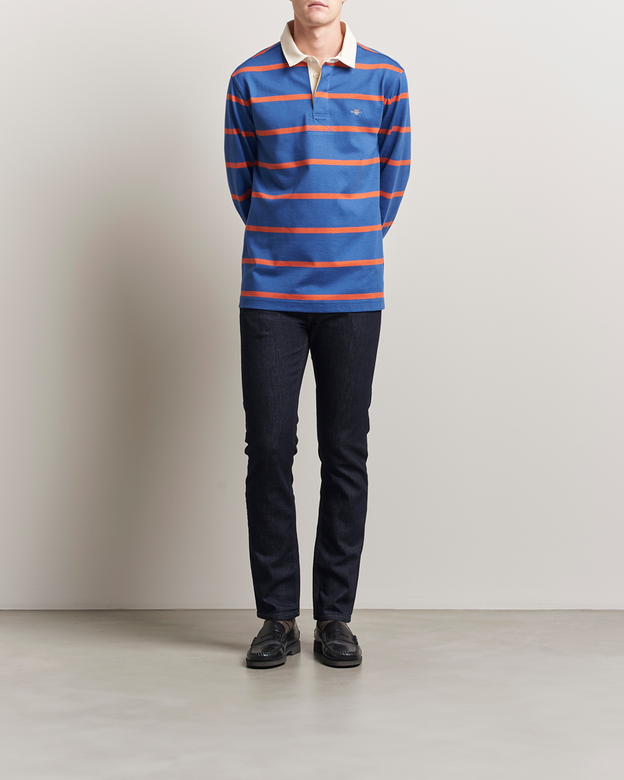 Herr | Tröjor | GANT | Thin Stripe Heavy Rugger Rich Blue