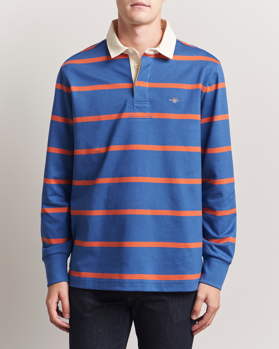 Herr | Tröjor | GANT | Thin Stripe Heavy Rugger Rich Blue