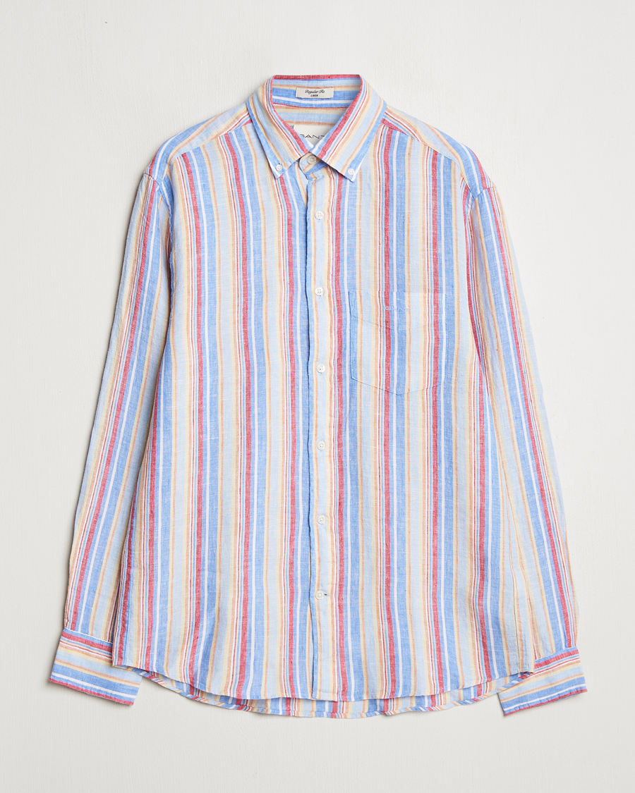 Herr | Skjortor | GANT | Regular Fit Linen Striped Shirt Multi