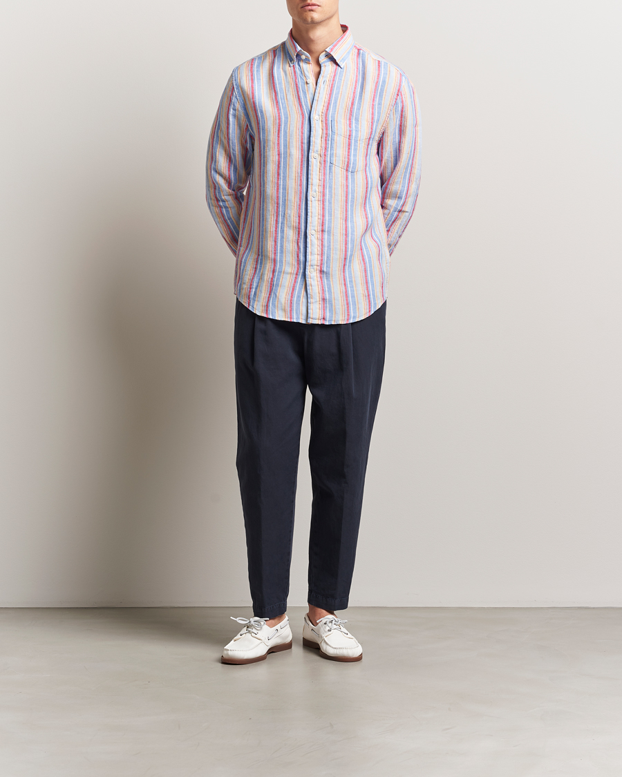Herr | Skjortor | GANT | Regular Fit Linen Striped Shirt Multi