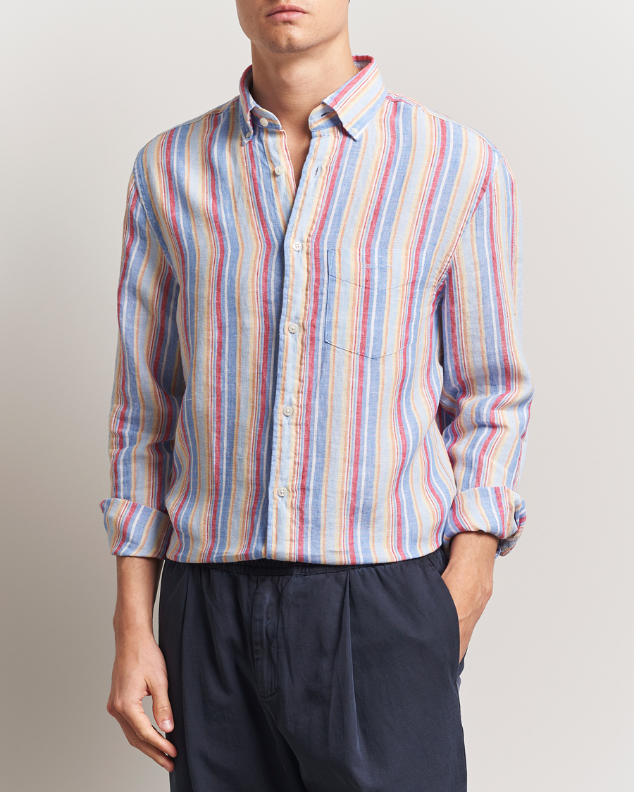 Herr | Skjortor | GANT | Regular Fit Linen Striped Shirt Multi