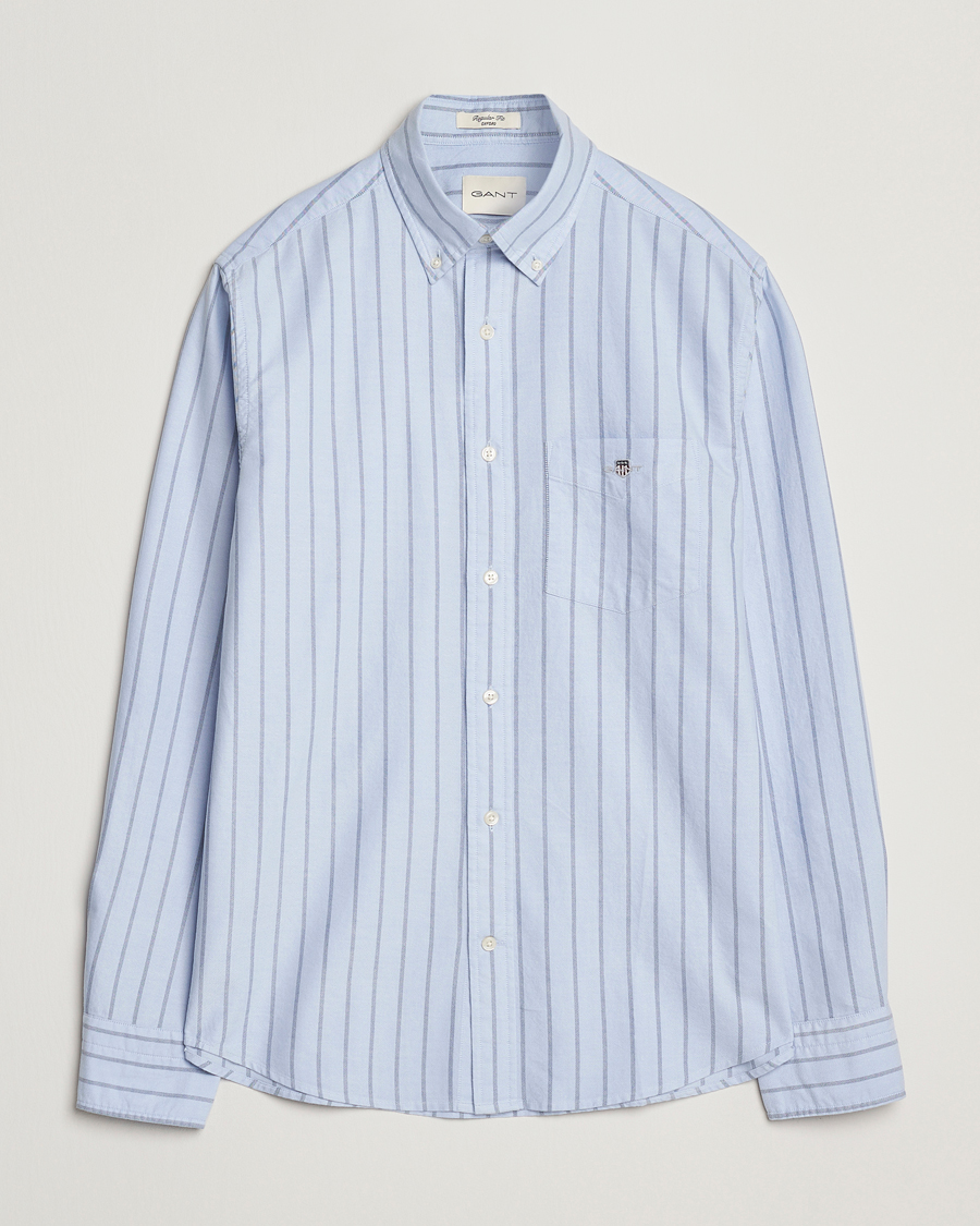 Herr | Skjortor | GANT | Regular Fit Classic Oxford Striped Shirt Light Blue