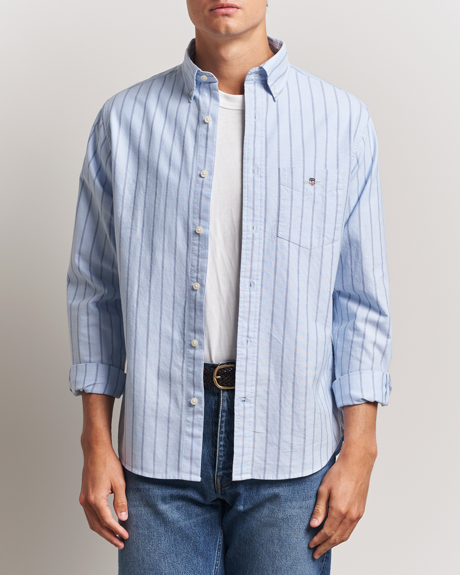 Herr | Skjortor | GANT | Regular Fit Classic Oxford Striped Shirt Light Blue