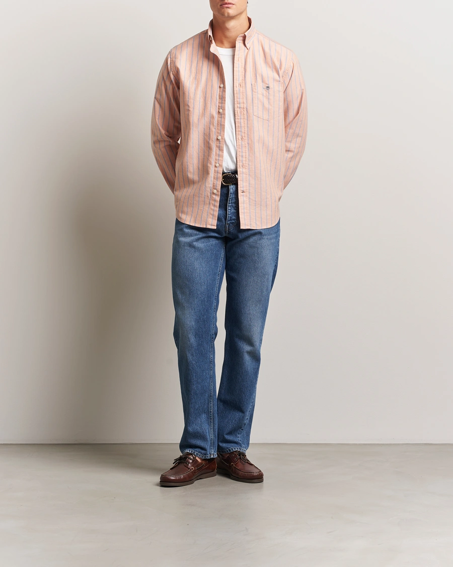 Herr | Skjortor | GANT | Regular Fit Classic Oxford Striped Shirt Orange