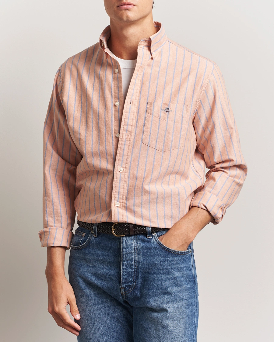 Herr | Skjortor | GANT | Regular Fit Classic Oxford Striped Shirt Orange