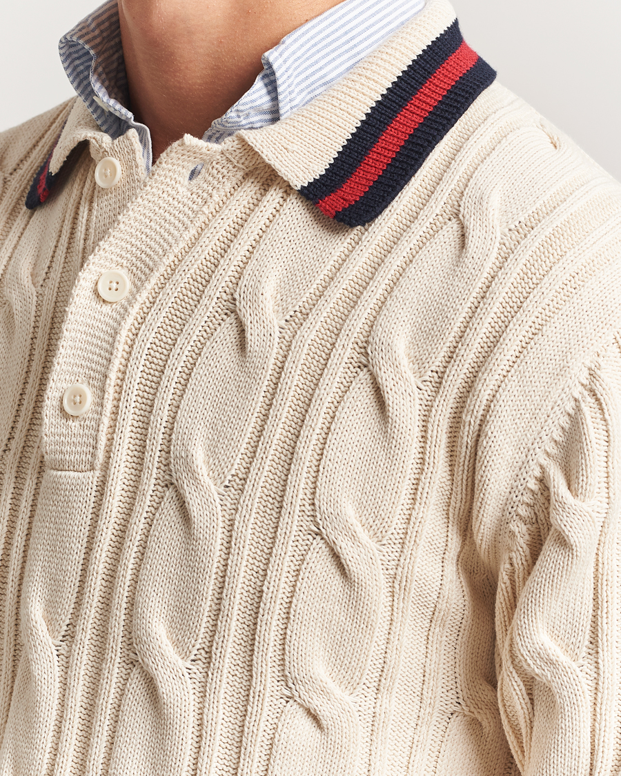 Herr | Tröjor | GANT | Cable Heavy Knitted Polo Cream