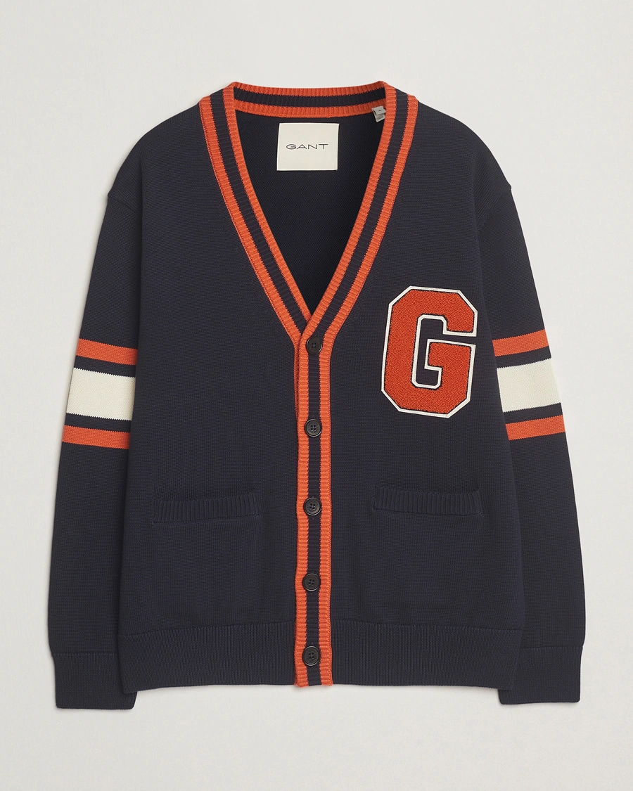 Herr | Tröjor | GANT | G-Badge Knitted Cardigan Evening Blue