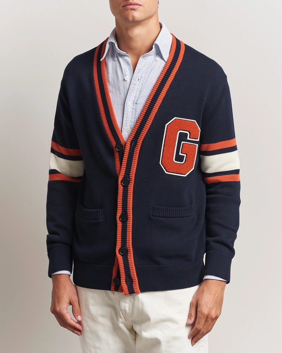 Herr | Tröjor | GANT | G-Badge Knitted Cardigan Evening Blue