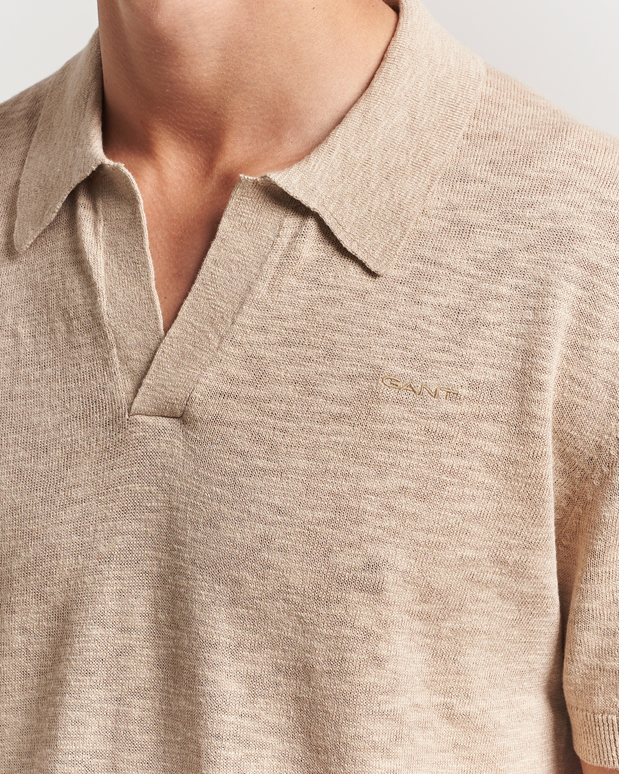 Herr | Pikéer | GANT | Linen/Cotton Open Collar Polo Dry Sand