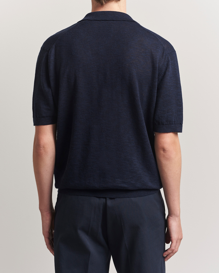 Herr | Pikéer | GANT | Linen/Cotton Open Collar Polo Evening Blue