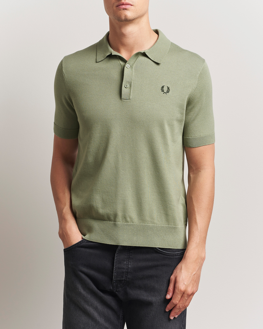 Herr | Pikéer | Fred Perry | Cotton Knitted Polo Olive Mint