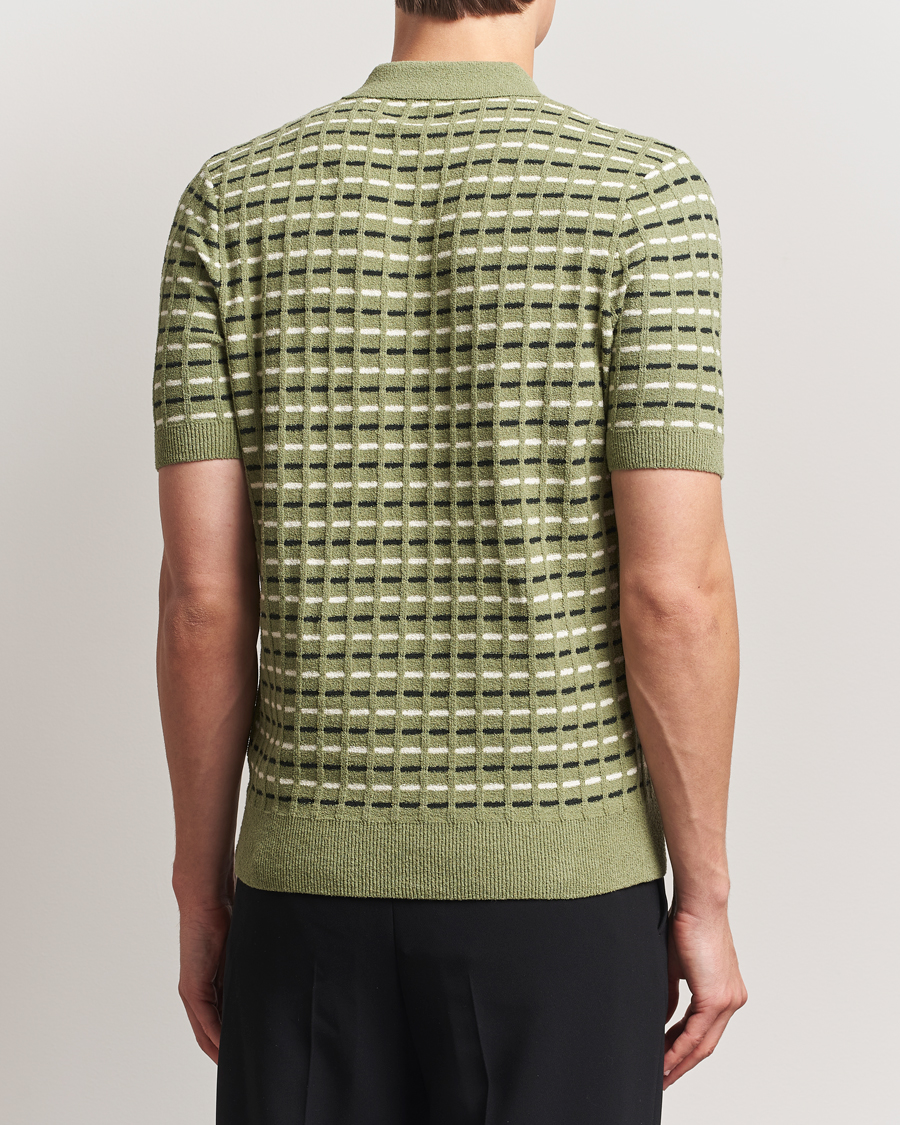 Herr | Pikéer | Fred Perry | Bouclé Ribbed Knitted Polo Olive Mint