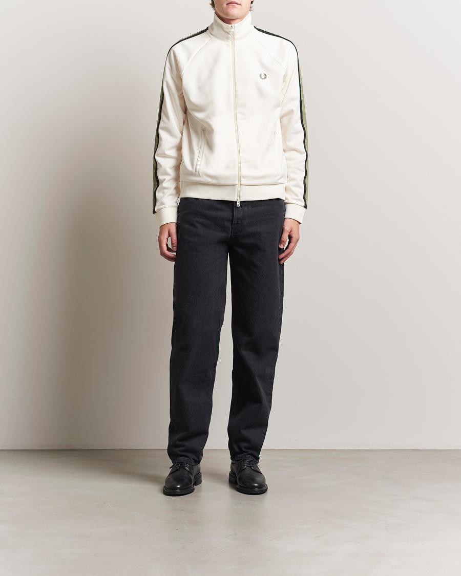 Herr | Tröjor | Fred Perry | Two Colored Taped Track Jacket Light Ecru