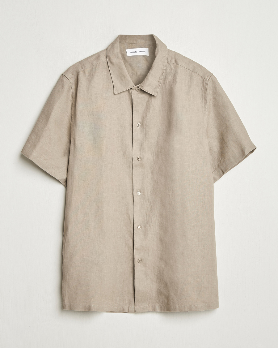 Herr | Skjortor | Samsøe Samsøe | Avan Linen Short Sleeve Shirt Greige