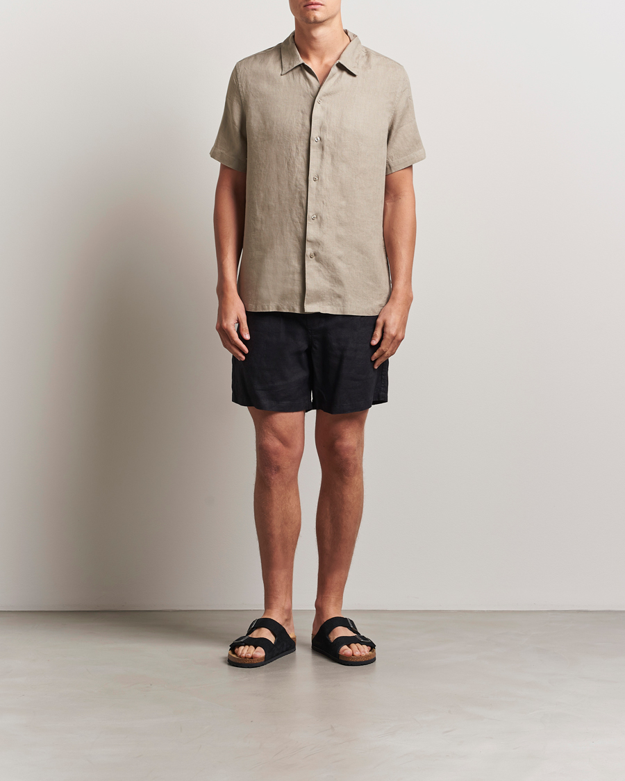 Herr | Skjortor | Samsøe Samsøe | Avan Linen Short Sleeve Shirt Greige