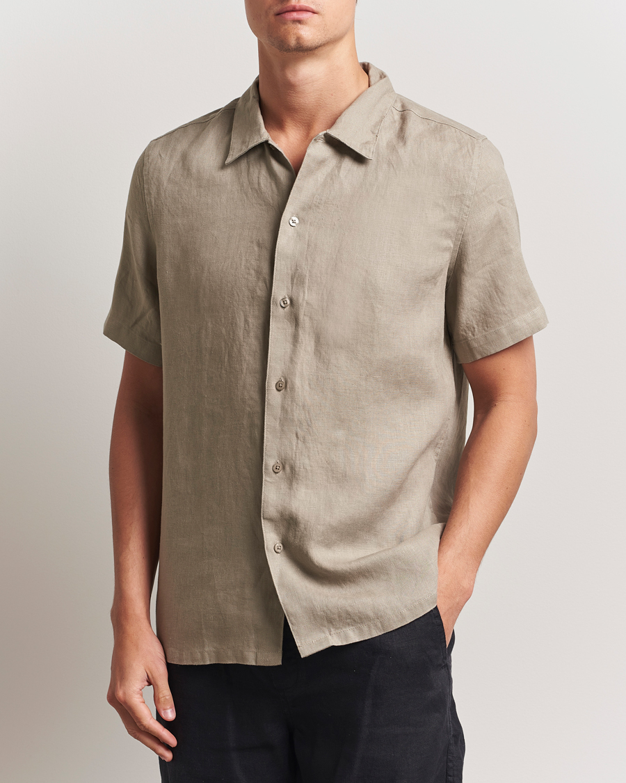 Herr | Skjortor | Samsøe Samsøe | Avan Linen Short Sleeve Shirt Greige
