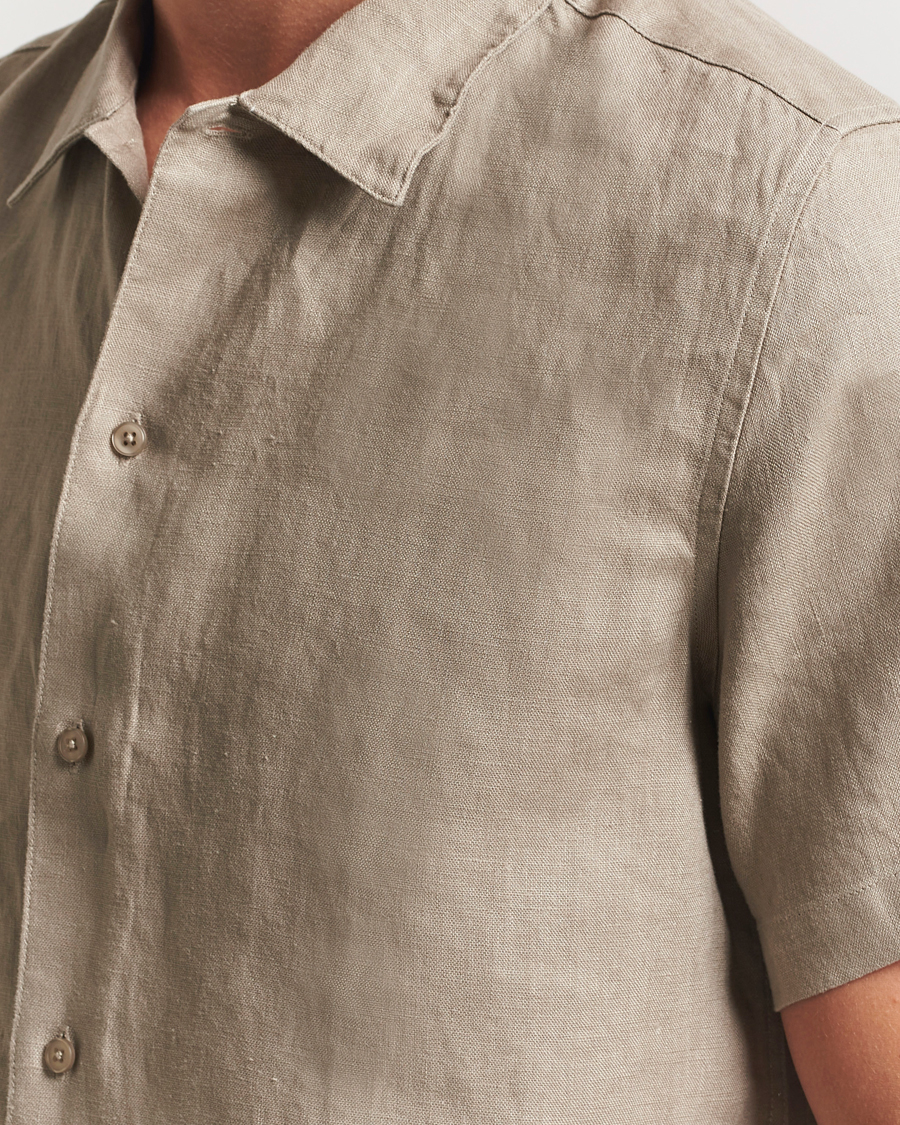 Herr | Skjortor | Samsøe Samsøe | Avan Linen Short Sleeve Shirt Greige