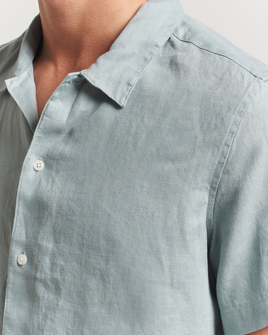 Herr | Skjortor | Samsøe Samsøe | Avan Linen Short Sleeve Shirt Abyss Green