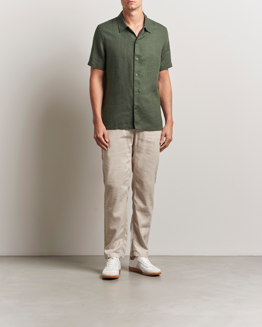 Herr | Skjortor | Samsøe Samsøe | Avan Linen Short Sleeve Shirt Climbing Ivy