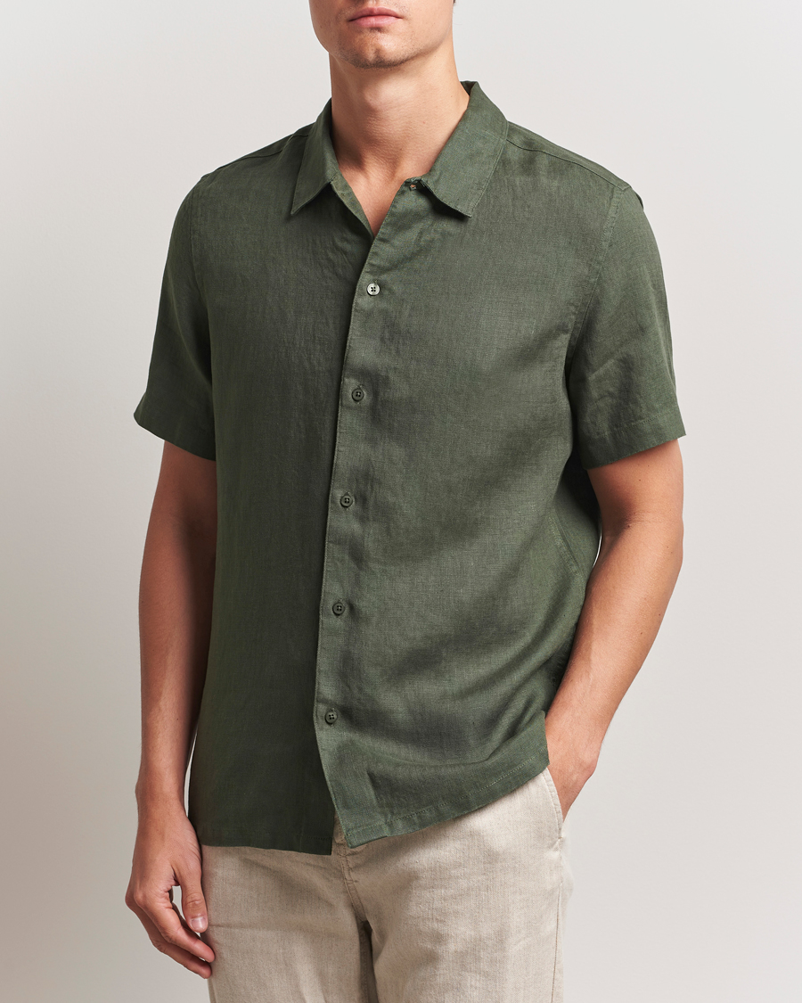 Herr | Skjortor | Samsøe Samsøe | Avan Linen Short Sleeve Shirt Climbing Ivy
