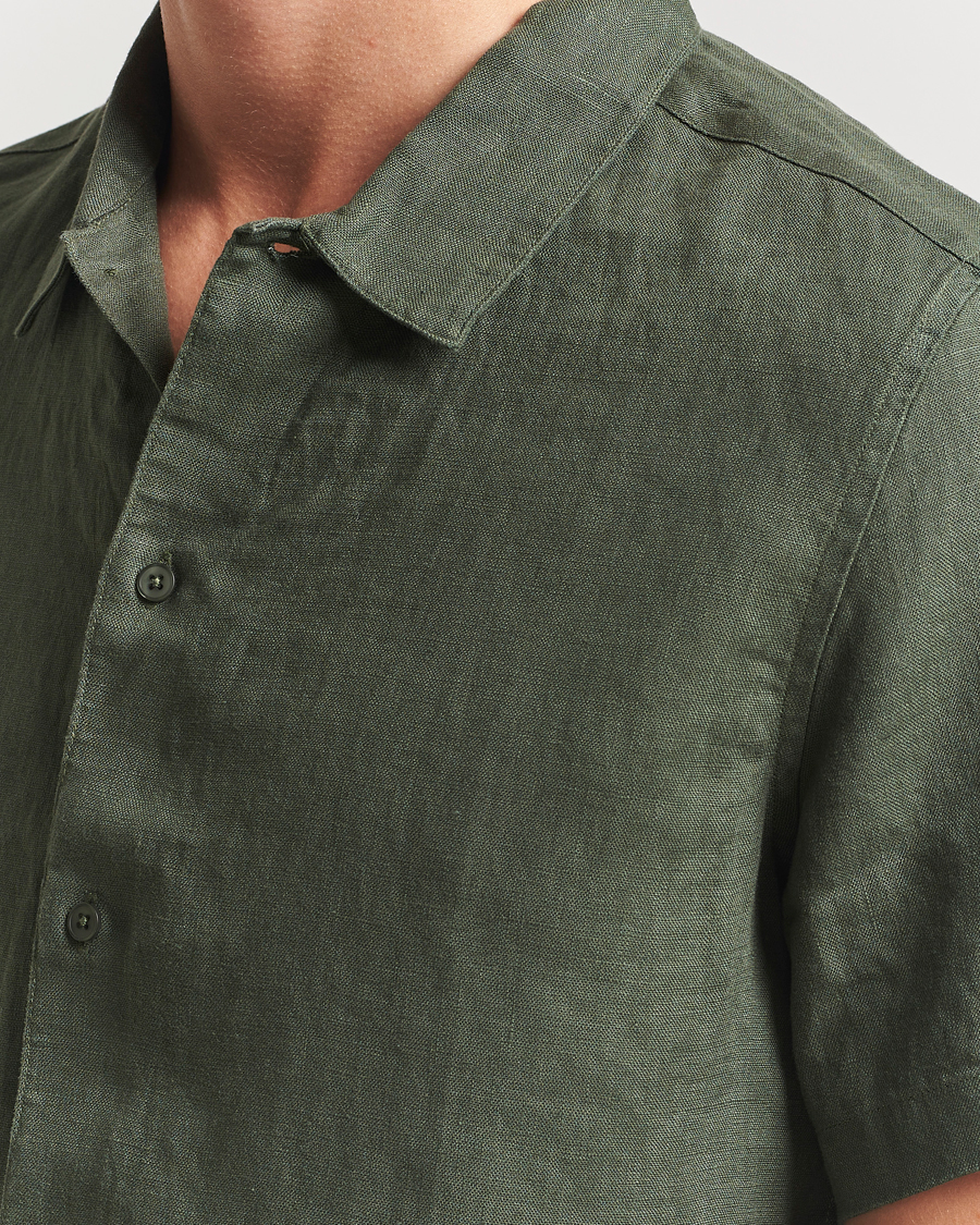 Herr | Skjortor | Samsøe Samsøe | Avan Linen Short Sleeve Shirt Climbing Ivy