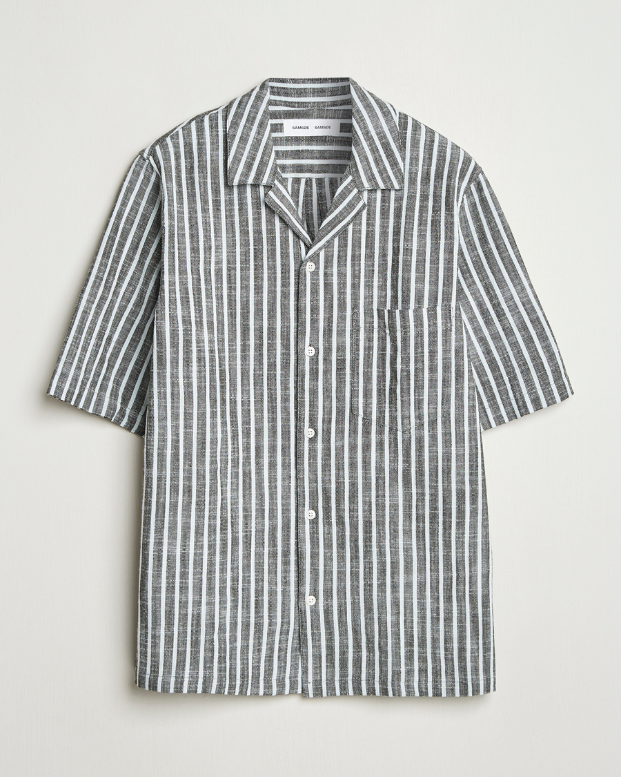 Herr | Skjortor | Samsøe Samsøe | Oscar Striped Short Sleeve Shirt Climbing Ivy