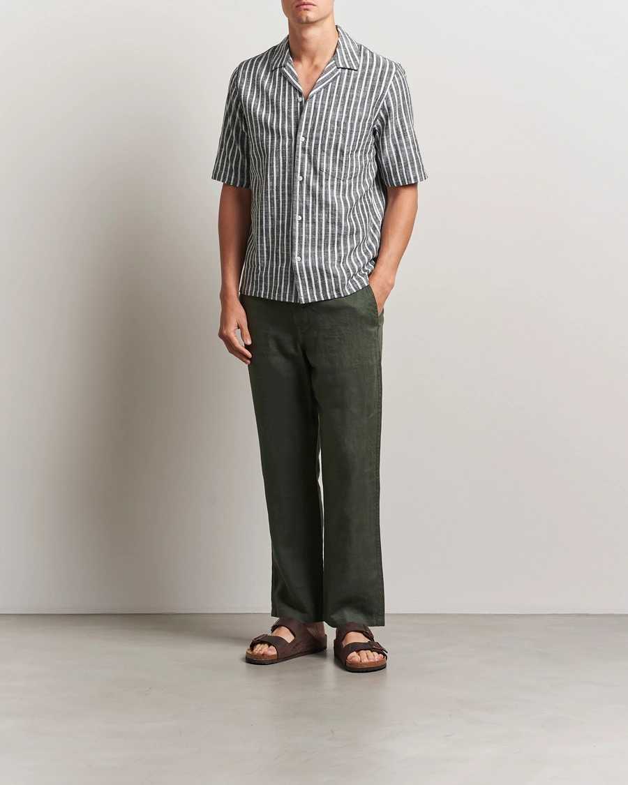 Herr | Skjortor | Samsøe Samsøe | Oscar Striped Short Sleeve Shirt Climbing Ivy
