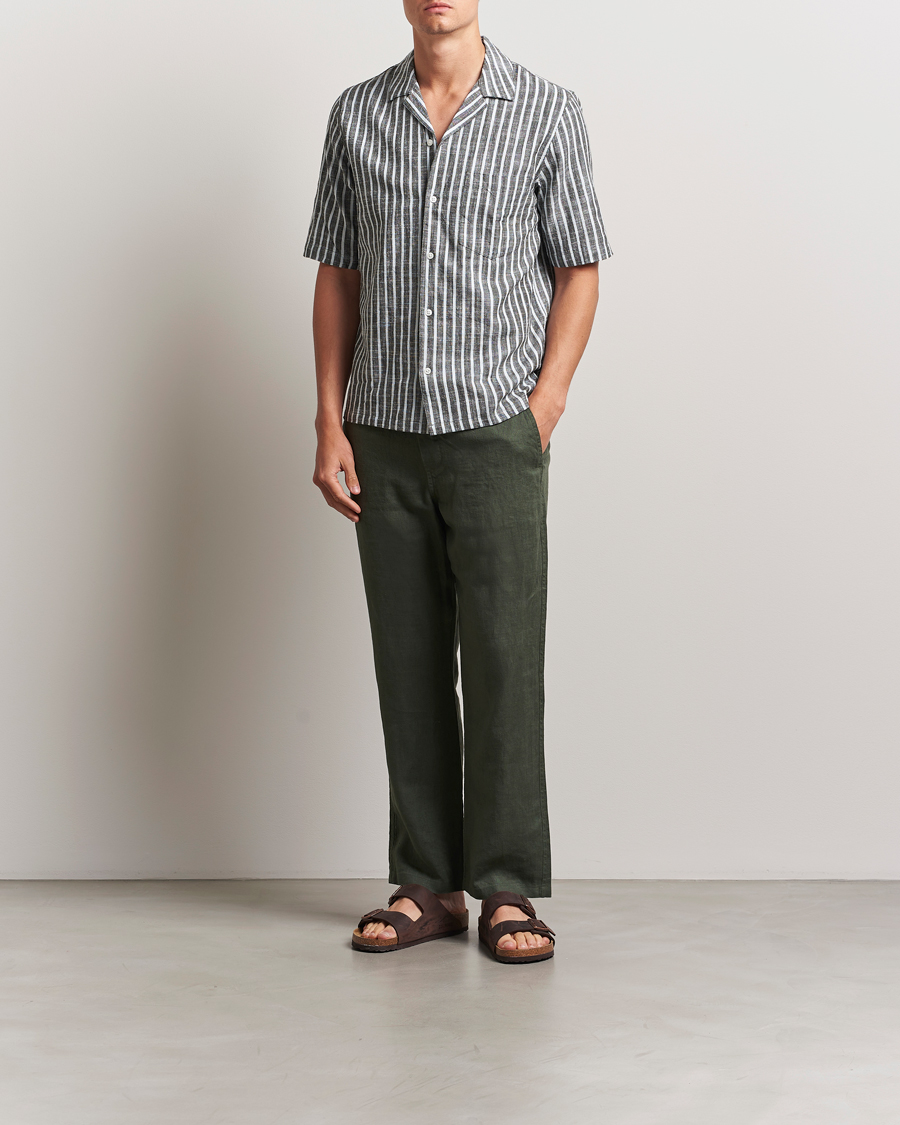 Herr | Skjortor | Samsøe Samsøe | Oscar Striped Short Sleeve Shirt Climbing Ivy