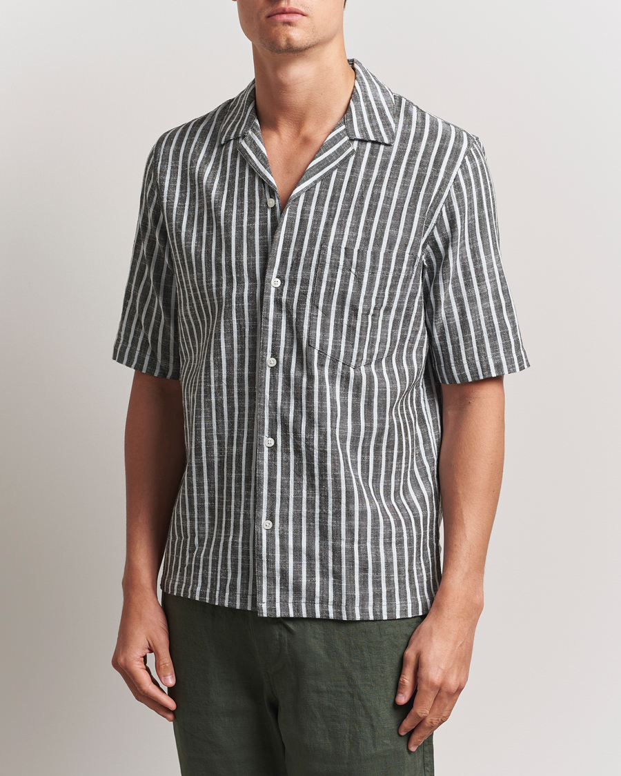 Herr | Skjortor | Samsøe Samsøe | Oscar Striped Short Sleeve Shirt Climbing Ivy