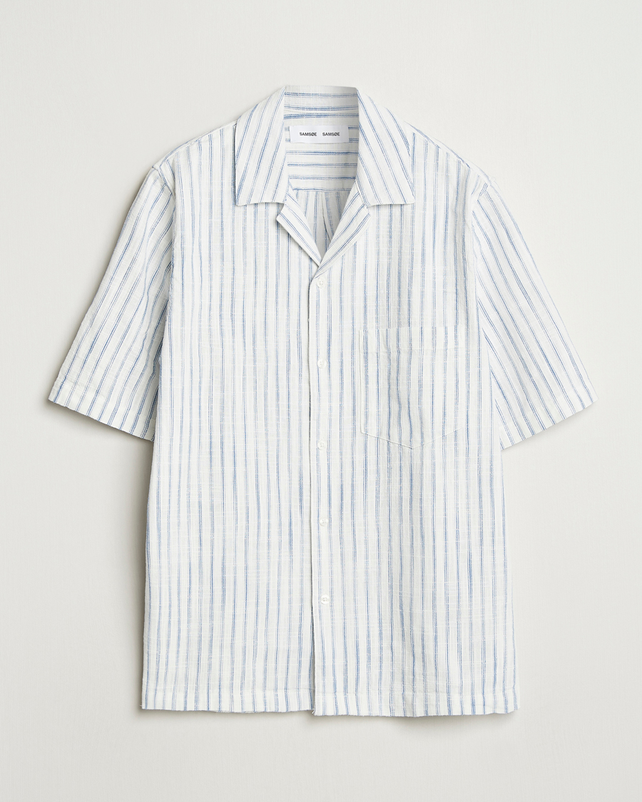 Herr | Skjortor | Samsøe Samsøe | Oscar Striped Short Sleeve Shirt Clear Cream