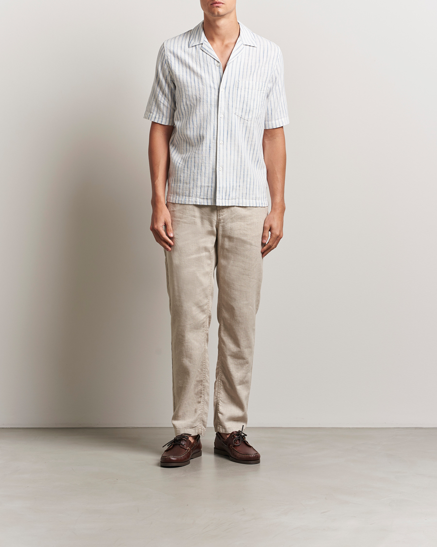 Herr | Skjortor | Samsøe Samsøe | Oscar Striped Short Sleeve Shirt Clear Cream