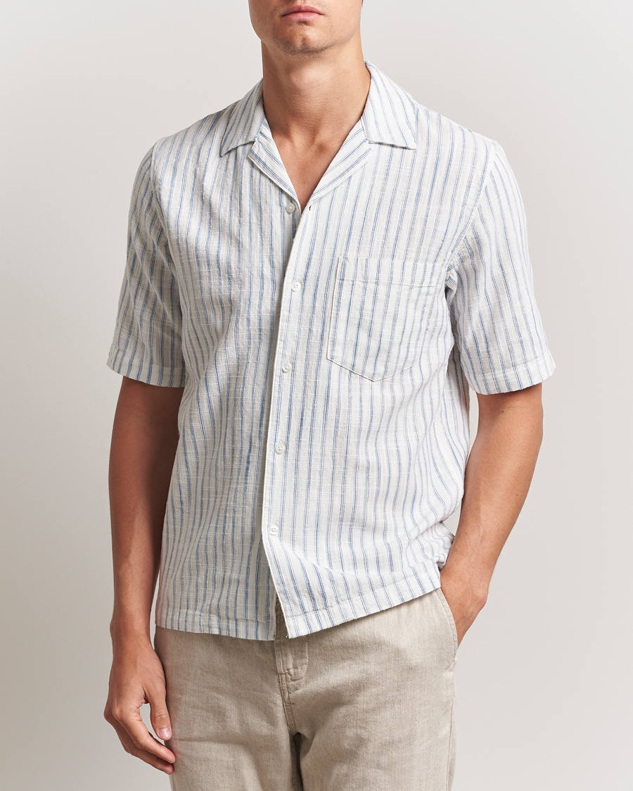 Herr | Skjortor | Samsøe Samsøe | Oscar Striped Short Sleeve Shirt Clear Cream