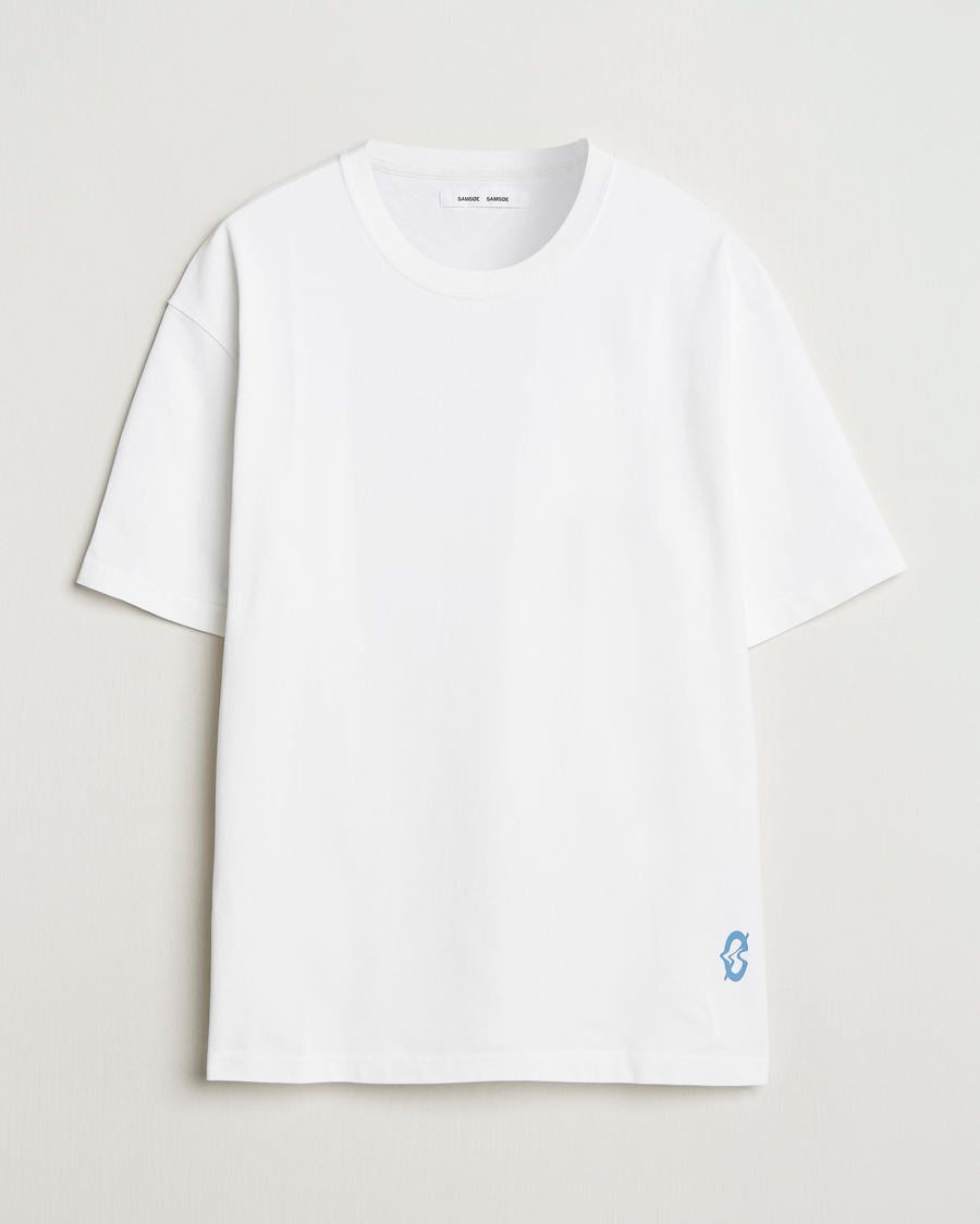 Herr | T-Shirts | Samsøe Samsøe | Printed Swirl Crew Neck T-Shirt White