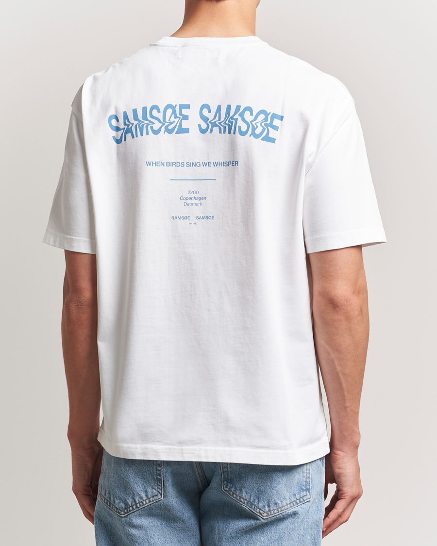 Herr | T-Shirts | Samsøe Samsøe | Printed Swirl Crew Neck T-Shirt White