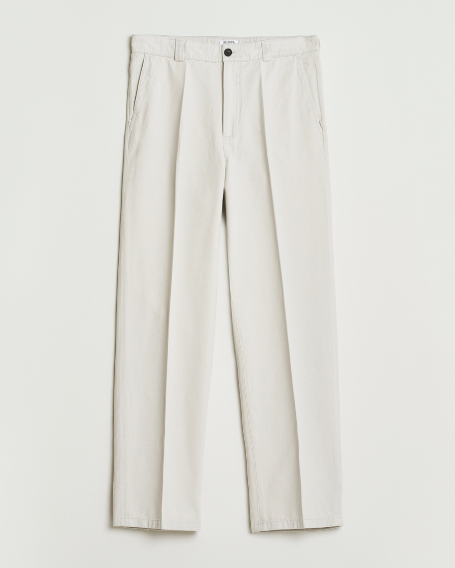 Herr | Byxor | Filippa K | Cotton Chino Trousers Chalk Grey