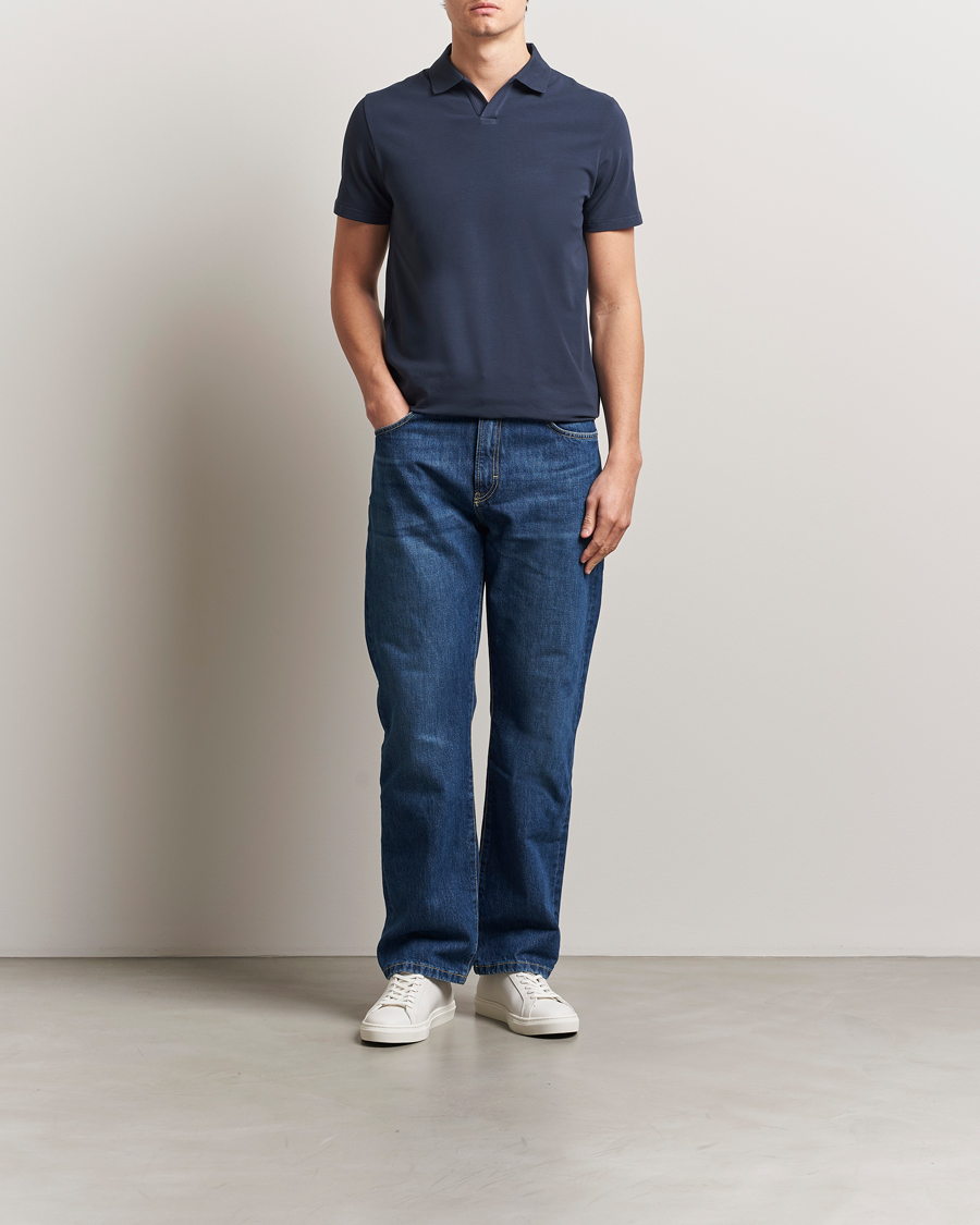 Herr | Pikéer | Filippa K | Soft Lycra Polo T-Shirt Dusk Blue