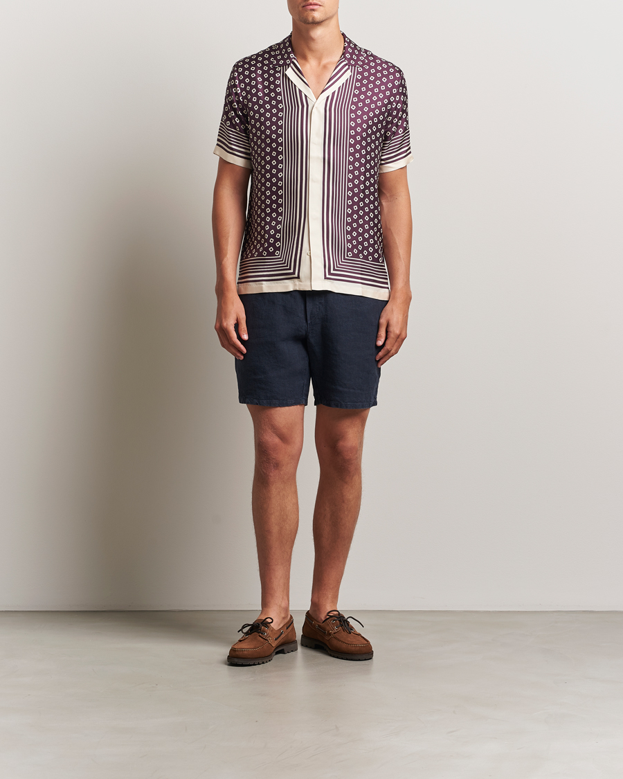 Herr | Skjortor | Orlebar Brown | Maitan Silk Lumina Short Sleeve Shirt Damson/Latte